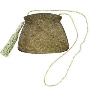 Vintage Nordstrom Gold Beaded Crossbody Bag With Tassel